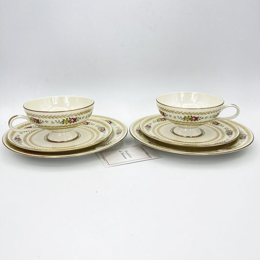 Set Tazze da tè the per 2 antica in porcellana tedesca Bavaria Thomas fiori oro