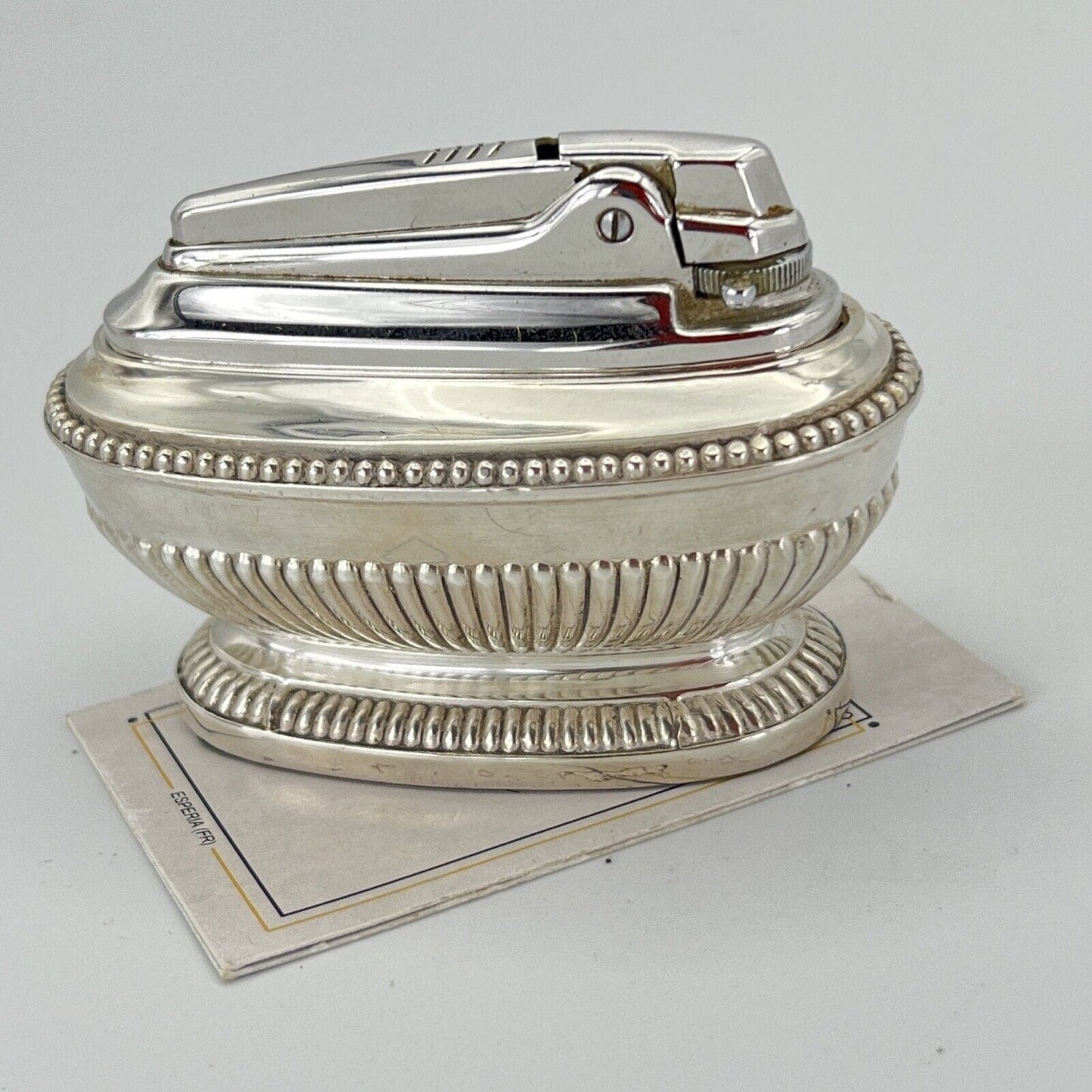 Accendino Ronson vintage da tavolo a gas anni 70 80 in Argento silver plated Categoria Oggetti per fumatori