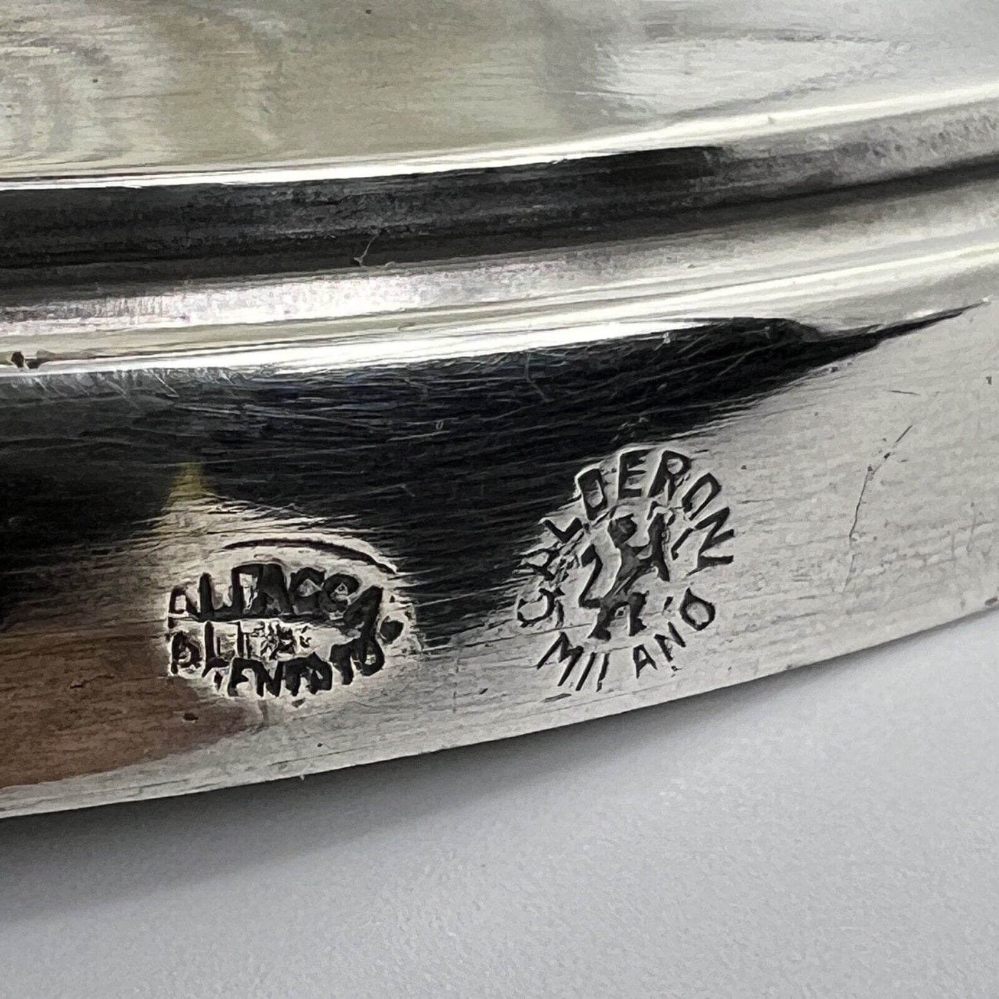 Alzata centrotavola in argento silver plate Fratelli Calderoni design anni '50 Categoria Sheffield & Argento