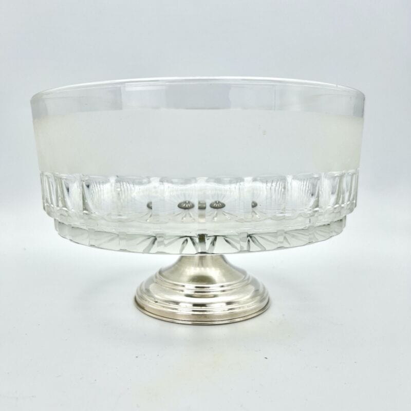Antica Alzata centrotavola in argento 800 e vetro satinato fruttiera alzatina Categoria Sheffield & Argento