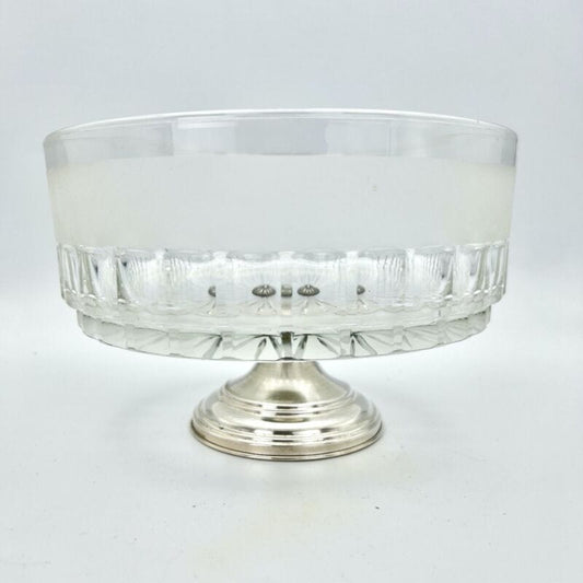Antica Alzata centrotavola in argento 800 e vetro satinato fruttiera alzatina Categoria  Sheffield & Argento