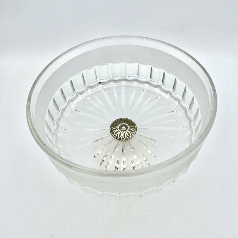 Antica Alzata centrotavola in argento 800 e vetro satinato fruttiera alzatina Categoria Sheffield & Argento