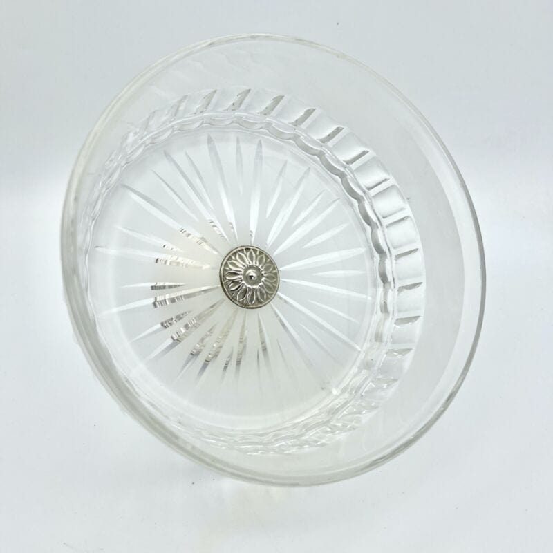 Antica Alzata centrotavola in argento 800 e vetro satinato fruttiera alzatina Categoria Sheffield & Argento