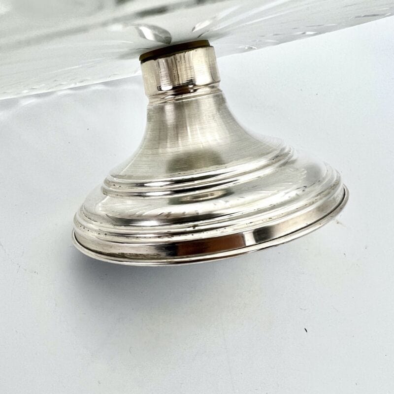 Antica Alzata centrotavola in argento 800 e vetro satinato fruttiera alzatina Categoria Sheffield & Argento