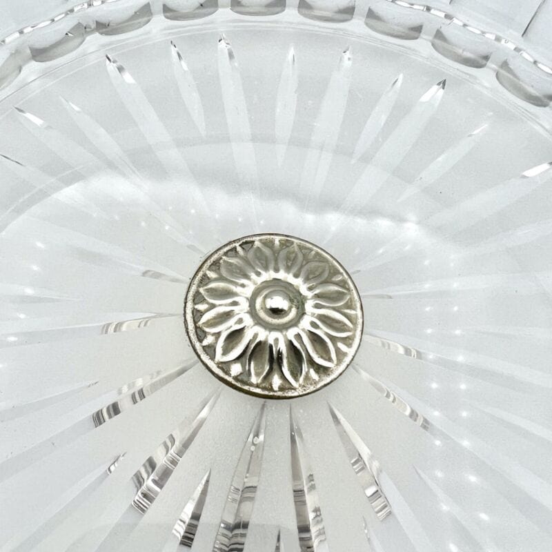 Antica Alzata centrotavola in argento 800 e vetro satinato fruttiera alzatina Categoria Sheffield & Argento