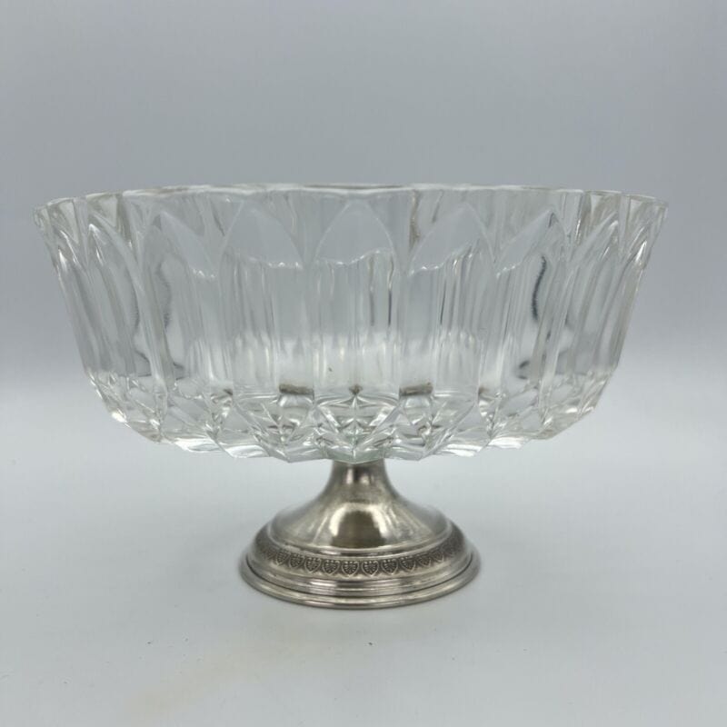 Antica Alzata centrotavola in argento silver plate vetro molato alzatina Vintage Categoria Sheffield & Argento