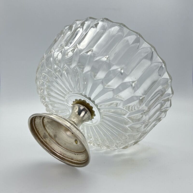 Antica Alzata centrotavola in argento silver plate vetro molato alzatina Vintage Categoria Sheffield & Argento