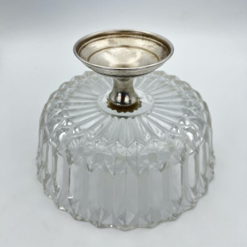 Antica Alzata centrotavola in argento silver plate vetro molato alzatina Vintage Categoria Sheffield & Argento