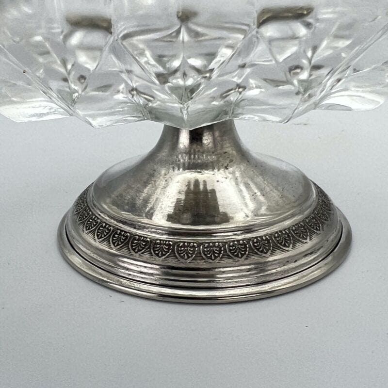 Antica Alzata centrotavola in argento silver plate vetro molato alzatina Vintage Categoria Sheffield & Argento