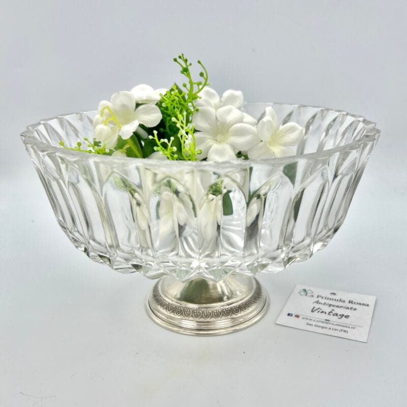 Antica Alzata centrotavola in argento silver plate vetro molato alzatina Vintage Categoria Sheffield & Argento