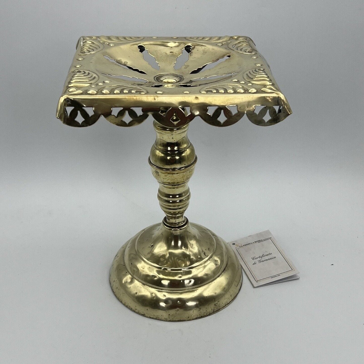 Antica alzata centrotavola porta teiera in Ottone epoca 800 piedistallo Inglese Categoria altro