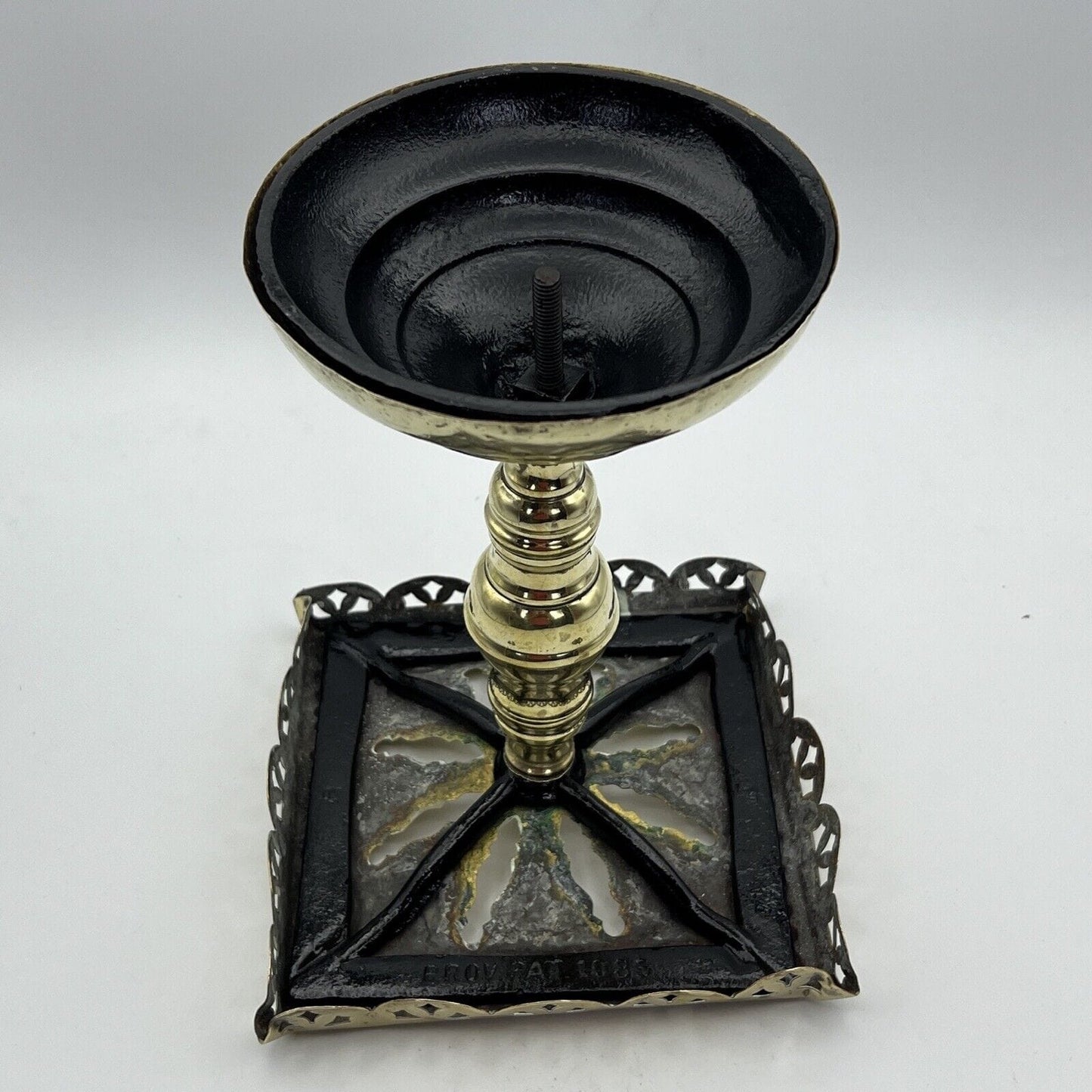 Antica alzata centrotavola porta teiera in Ottone epoca 800 piedistallo Inglese Categoria altro