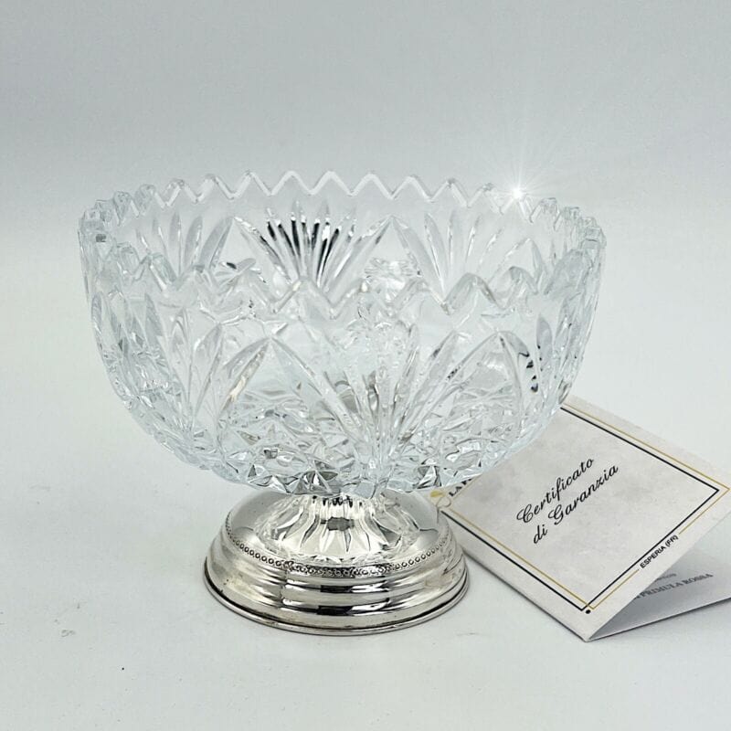 Antica Alzata porta bon bon in argento 800 e vetro molato alzatina anni 70 Categoria Sheffield & Argento