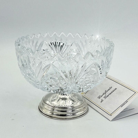 Antica Alzata porta bon bon in argento 800 e vetro molato alzatina anni 70 Categoria  Sheffield & Argento