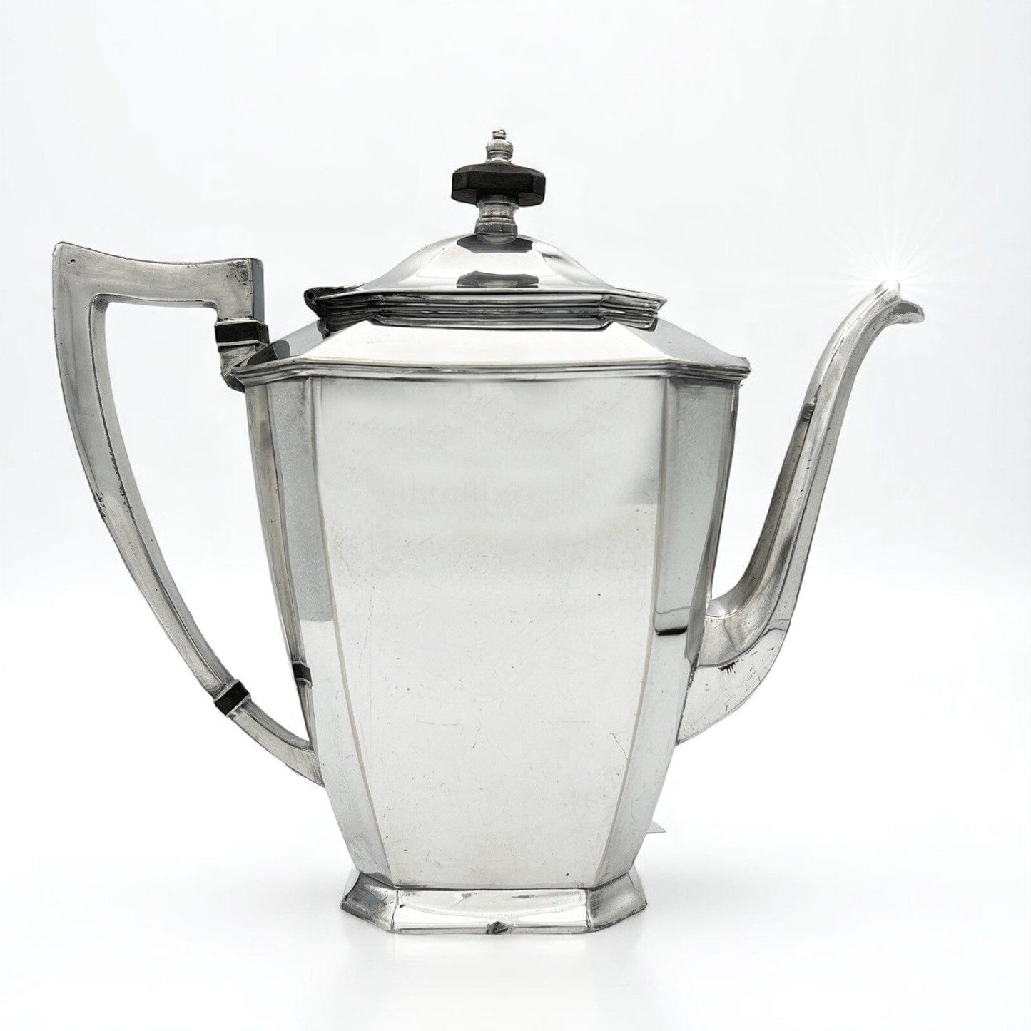 Antica caffettiera in argento placcato silver plated teiera d'epoca 900 Decò Categoria Sheffield & Argento