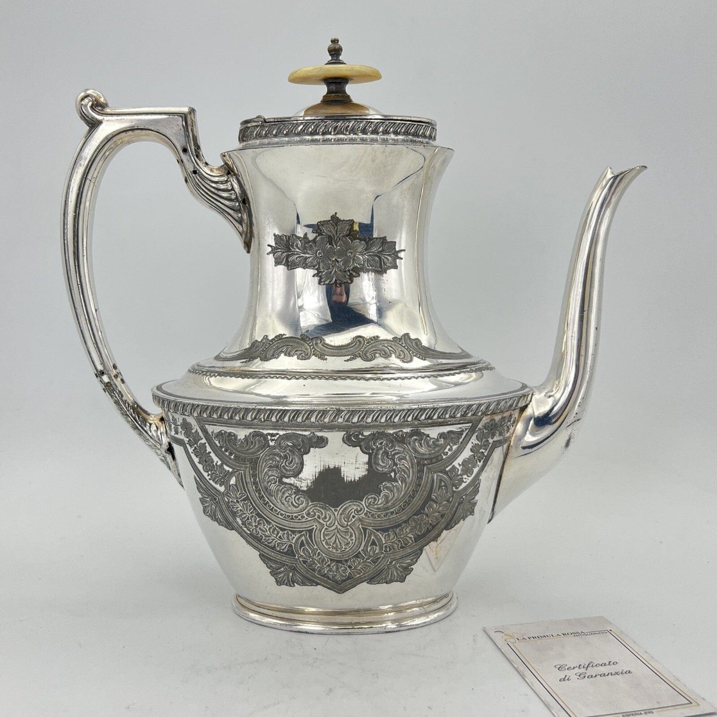 Antica Caffettiera Inglese in Argento Silver plated sheffield teiera 800 incisa Categoria Sheffield & Argento