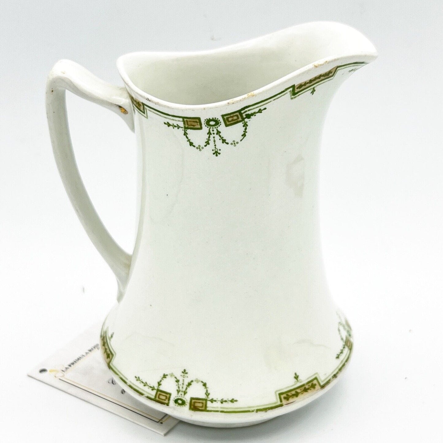 Antica Caraffa in ceramica bianca verde Inglese brocca epoca 900 vaso versatoio Categoria Servizio tazze - Tazze