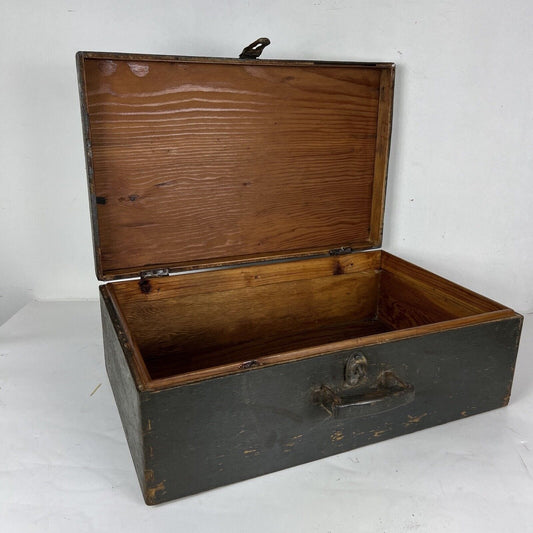 Antica Cassa in legno tipo militare scatola con manico valigia Vintage Verde Categoria Casse & Bauli