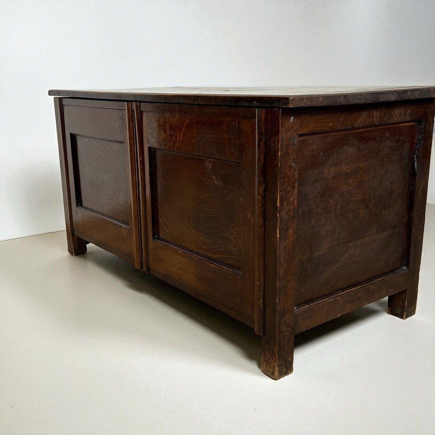 Antica Cassapanca Inglese in legno di rovere Epoca 800 Baule Panca Madia Cassa Categoria Casse & Bauli