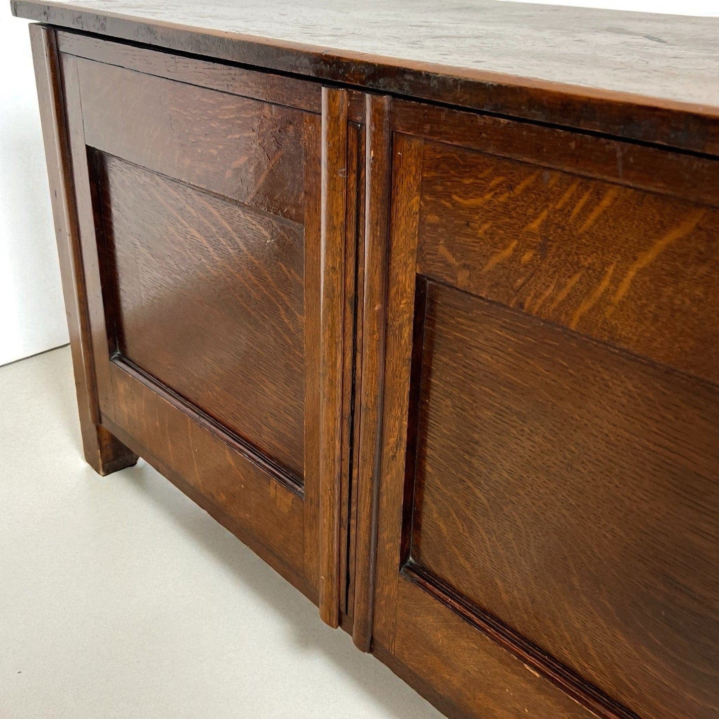 Antica Cassapanca Inglese in legno di rovere Epoca 800 Baule Panca Madia Cassa Categoria Casse & Bauli