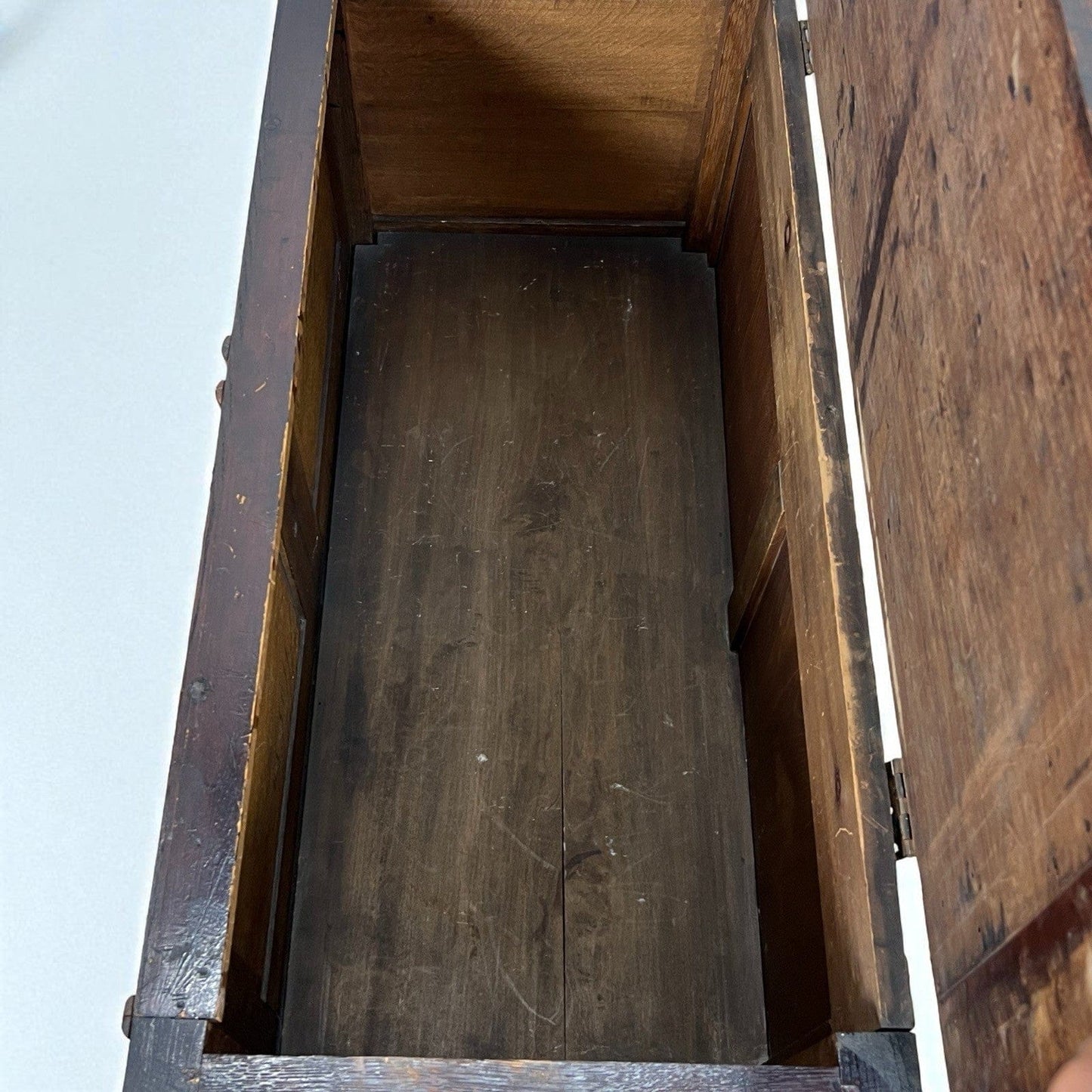 Antica Cassapanca Inglese in legno di rovere Epoca 800 Baule Panca Madia Cassa Categoria Casse & Bauli