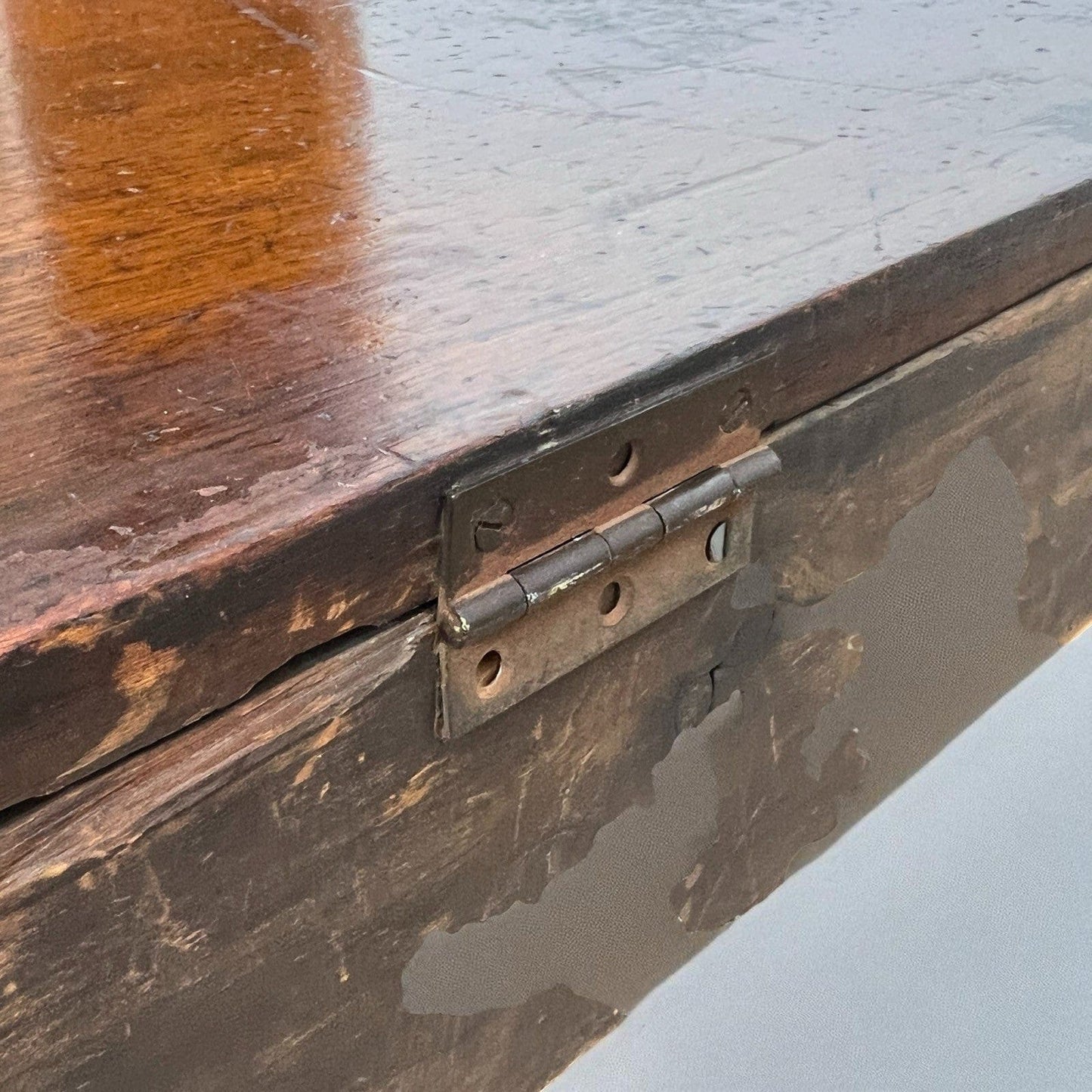 Antica Cassapanca Inglese in legno di rovere Epoca 800 Baule Panca Madia Cassa Categoria Casse & Bauli