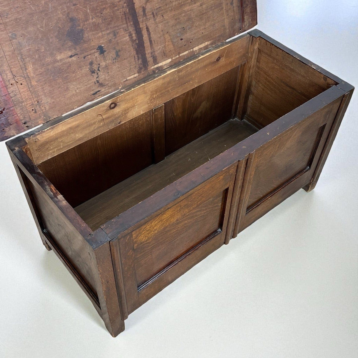 Antica Cassapanca Inglese in legno di rovere Epoca 800 Baule Panca Madia Cassa Categoria Casse & Bauli