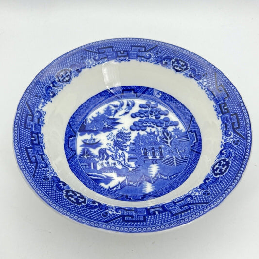 Antica ciotola insalatiera fruttiera colore bianco e blu decoro Willow 1920 Categoria Centrotavola e Ciotole