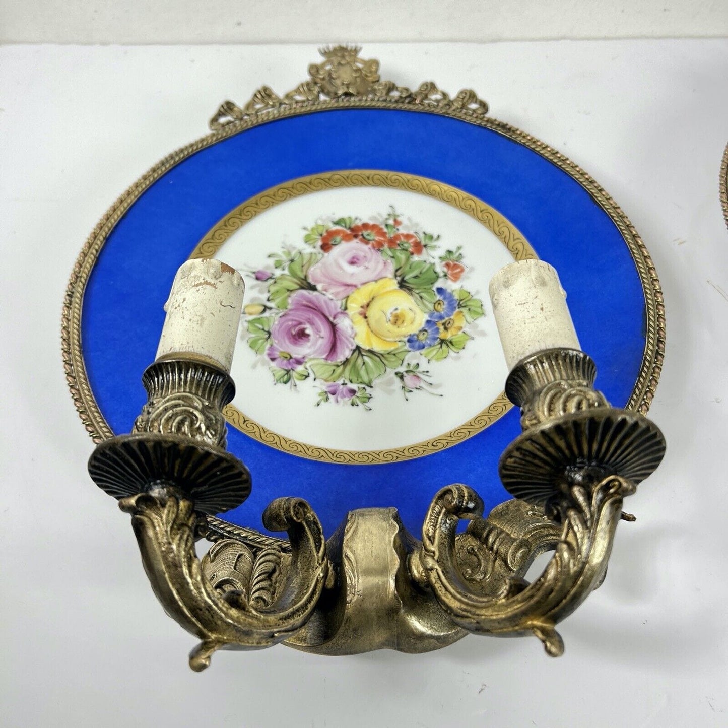 Antica coppia di Applique in ottone bronzo a due luci Lampade stile Liberty Categoria Lampade Appliques