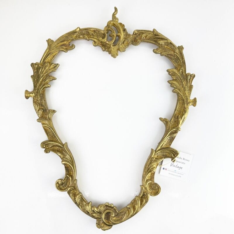 Antica Cornice in bronzo ottone per specchio anni 50 stile Barocco da parete Categoria altro