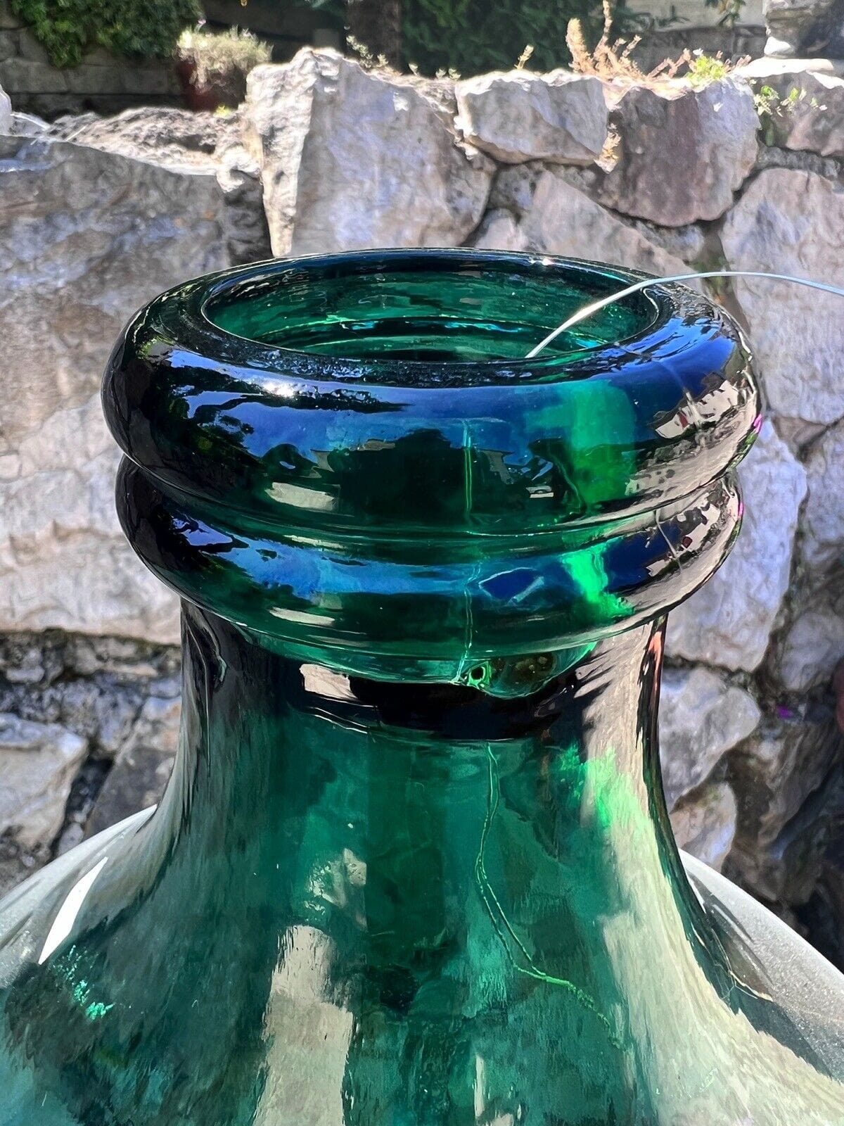 Antica Damigiana in vetro da 54 litri vecchio lampada verde chiaro con luci Categoria Vetri e Cristalli