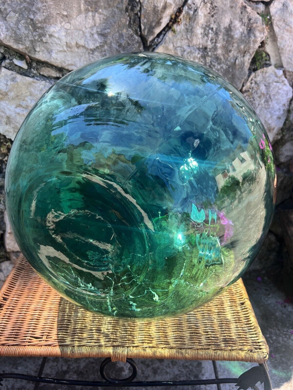 Antica Damigiana in vetro da 54 litri vecchio lampada verde chiaro con luci Categoria Vetri e Cristalli