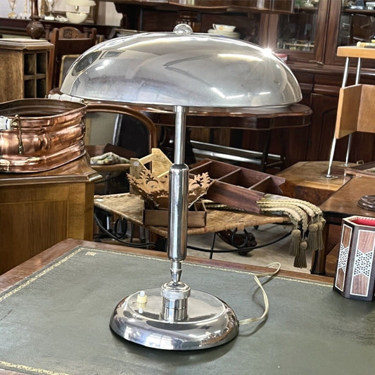 Antica Lampada da tavolo in cromo per scrivania ministeriale cromata anni '50 Categoria Lampade Appliques