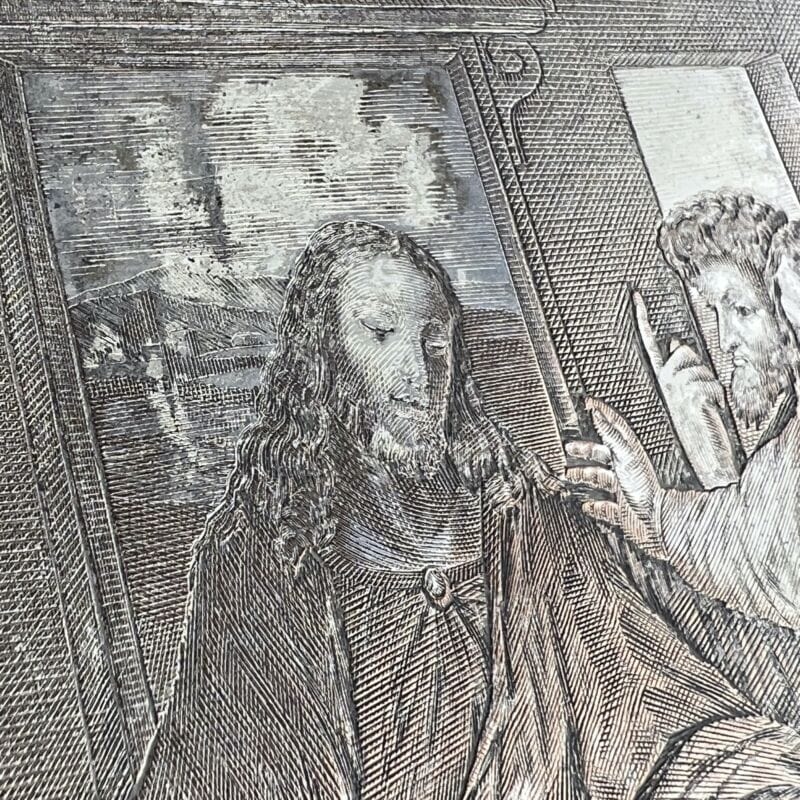 Antica lastra in Rame e Argento Ultima Cena Matrice per incisioni epoca 800 Gesu Categoria Oggetti sacri - rosari