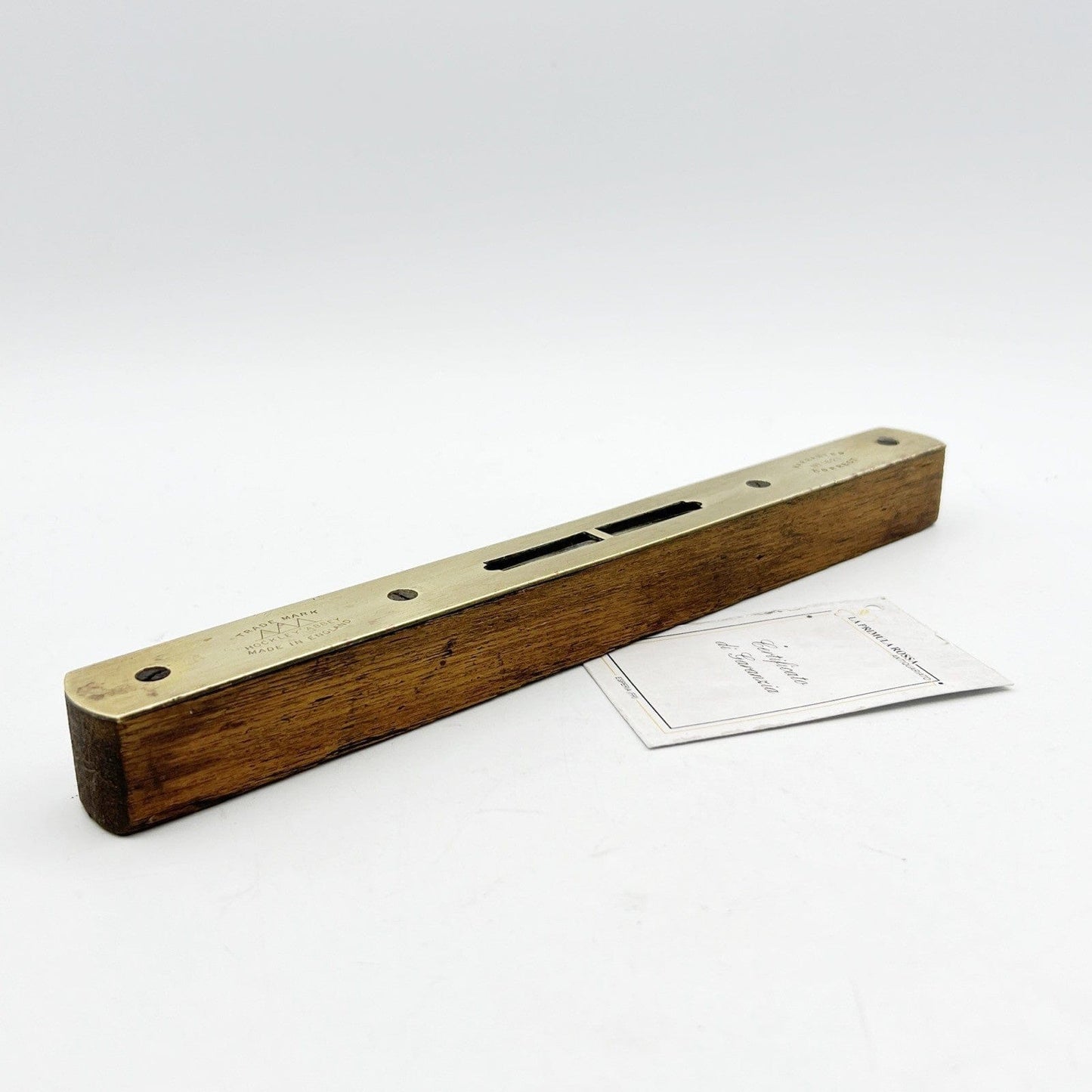 Antica livella bolla in legno e ottone vecchio strumento vintage Hockley Abbey Categoria Attrezzi e Strumenti