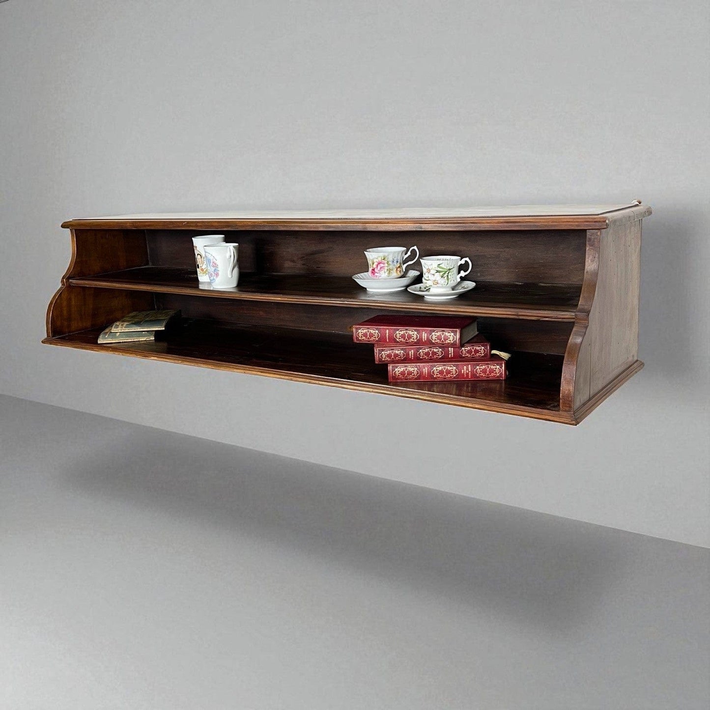 Antica mensola a sospensione libreria scaffale da muro in legno espositore '900 Categoria Vetrine
