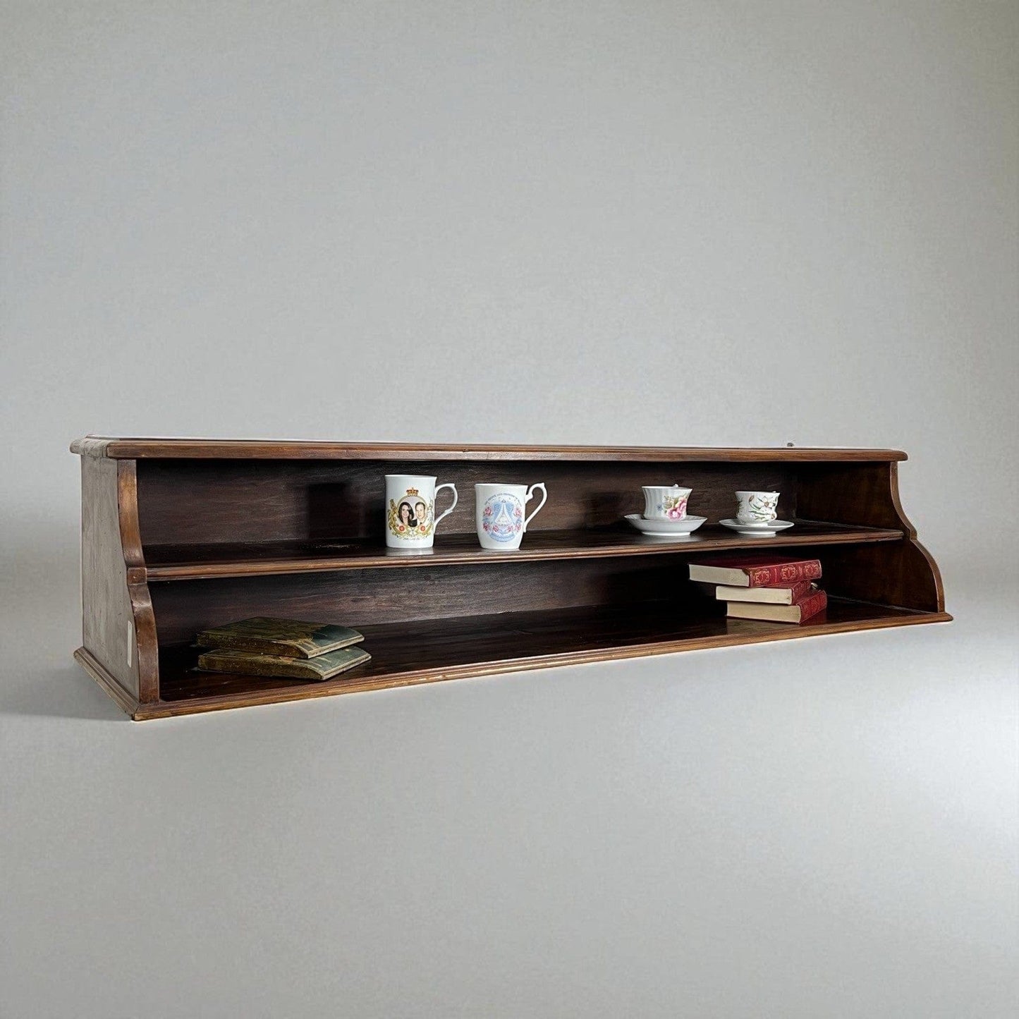 Antica mensola a sospensione libreria scaffale da muro in legno espositore '900 Categoria Vetrine