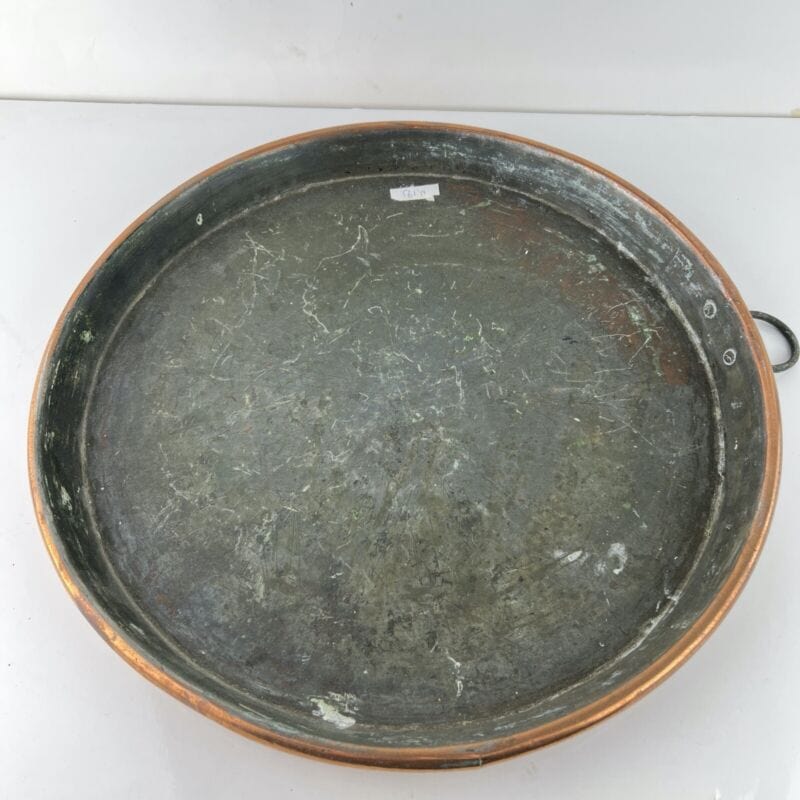Antica Padella in rame stagno vecchia pentola tegame teglia per pizza casseruola Categoria Ottone