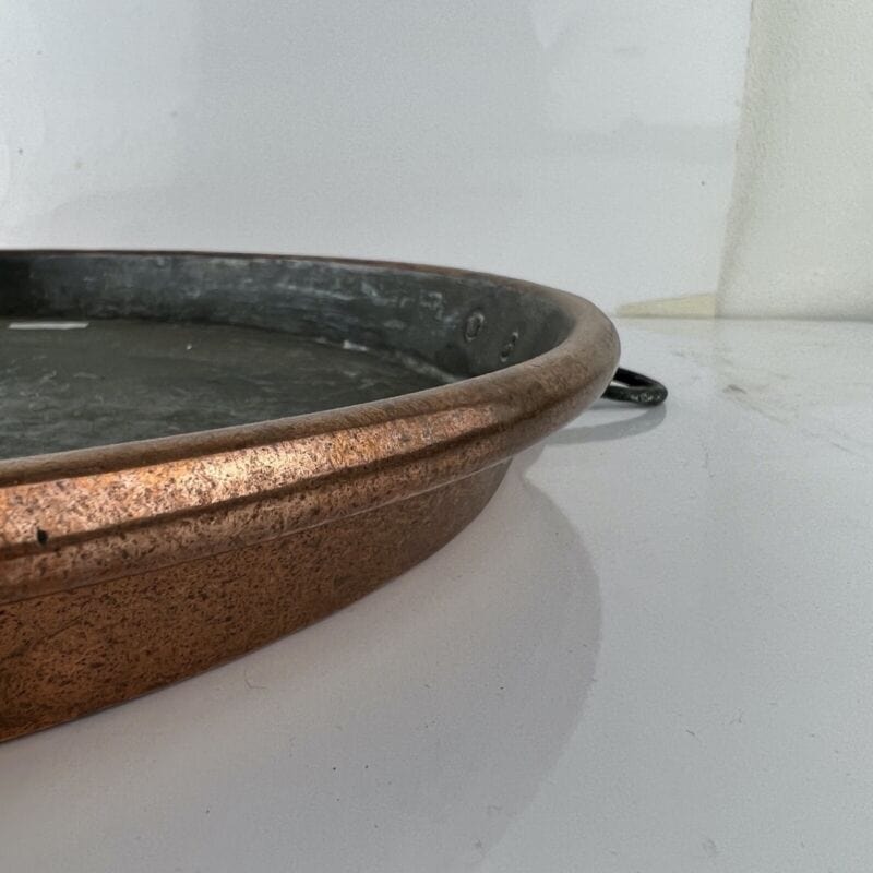 Antica Padella in rame stagno vecchia pentola tegame teglia per pizza casseruola Categoria Ottone