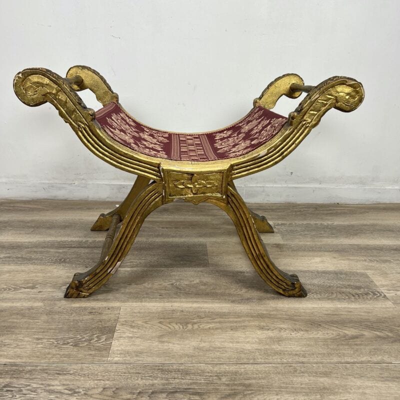 Antica Panchetta dormeuse stile barocco imbottita sgabello divanetto panca 900 Categoria Arredamento