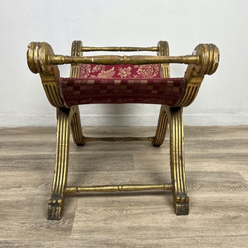 Antica Panchetta dormeuse stile barocco imbottita sgabello divanetto panca 900 Categoria Arredamento