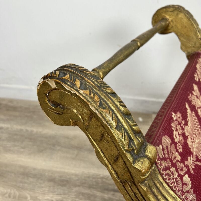 Antica Panchetta dormeuse stile barocco imbottita sgabello divanetto panca 900 Categoria Arredamento