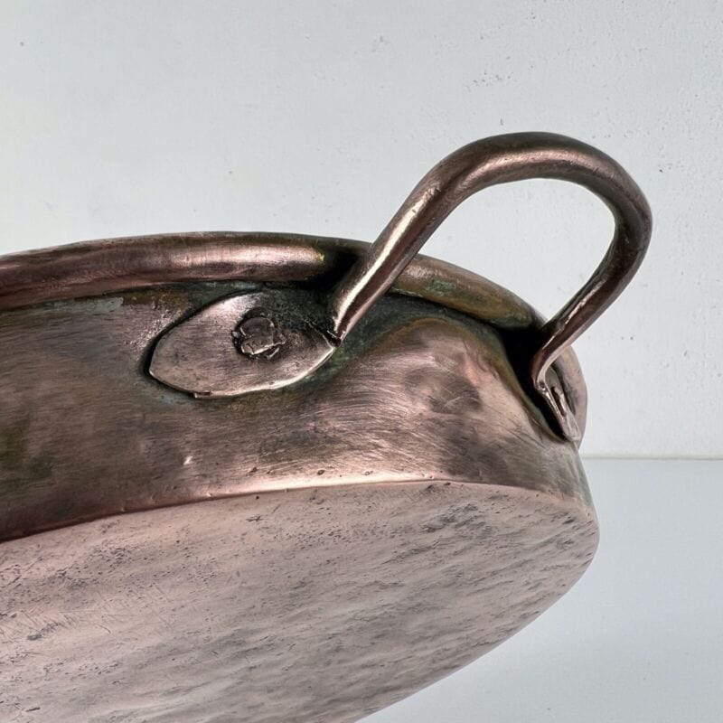 Antica Pentola in rame padella tegame teglia rotonda stagnata piatto casseruola Categoria Ottone