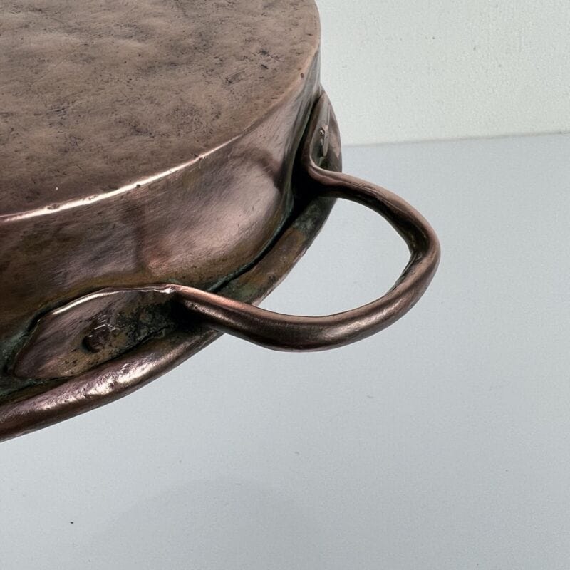 Antica Pentola in rame padella tegame teglia rotonda stagnata piatto casseruola Categoria Ottone