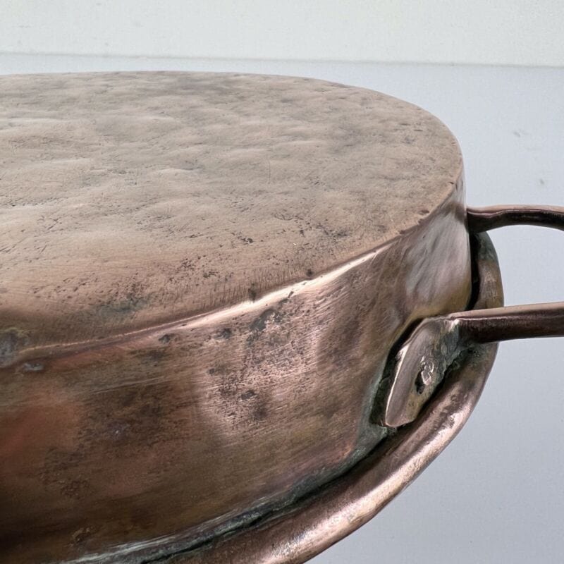 Antica Pentola in rame padella tegame teglia rotonda stagnata piatto casseruola Categoria Ottone