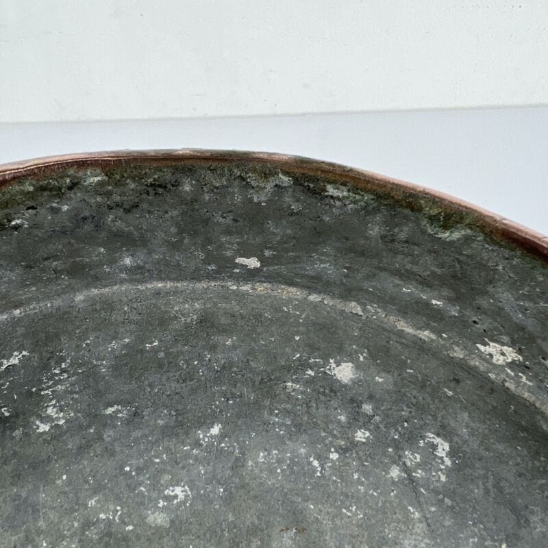 Antica Pentola in rame padella tegame teglia rotonda stagnata piatto casseruola Categoria Ottone