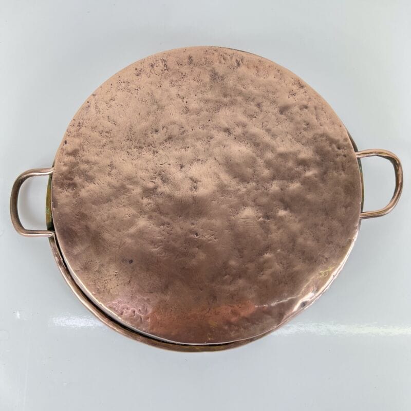 Antica Pentola in rame padella tegame teglia rotonda stagnata piatto casseruola Categoria Ottone