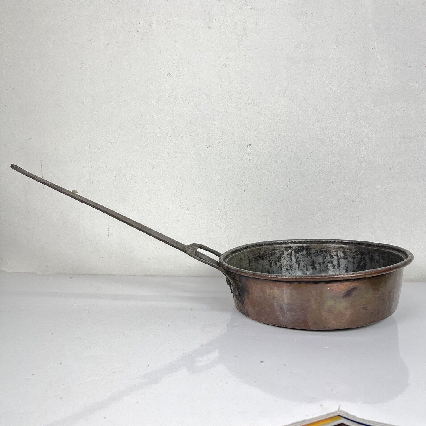 Antica Pentola in rame padella tegame teglia rotonda stagnata piatto casseruola Categoria altro