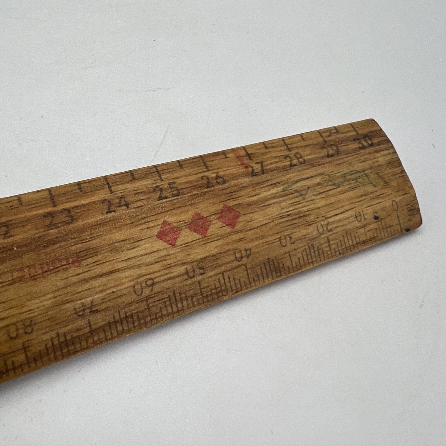 Antica riga righello inglese vintage in legno da scrivania per disegno Anni '70 Categoria Attrezzi e Strumenti