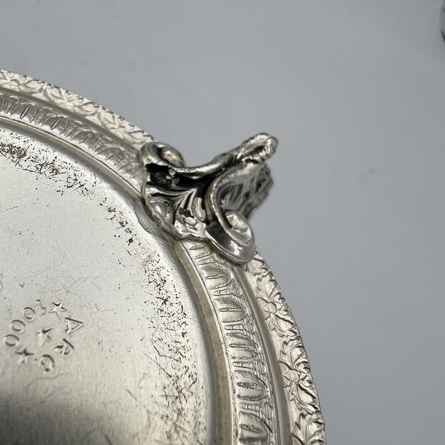 Antica Saliera in argento sheffield plated e vetro con cucchiaino stile impero Categoria Sheffield & Argento